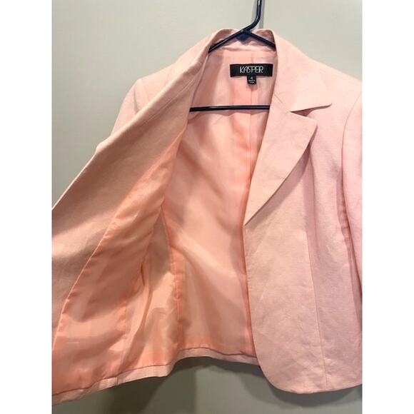 KASPER Rose Pink Linen Rayon Open Front Blazer Women's Sz 4 - Picture 7 of 8